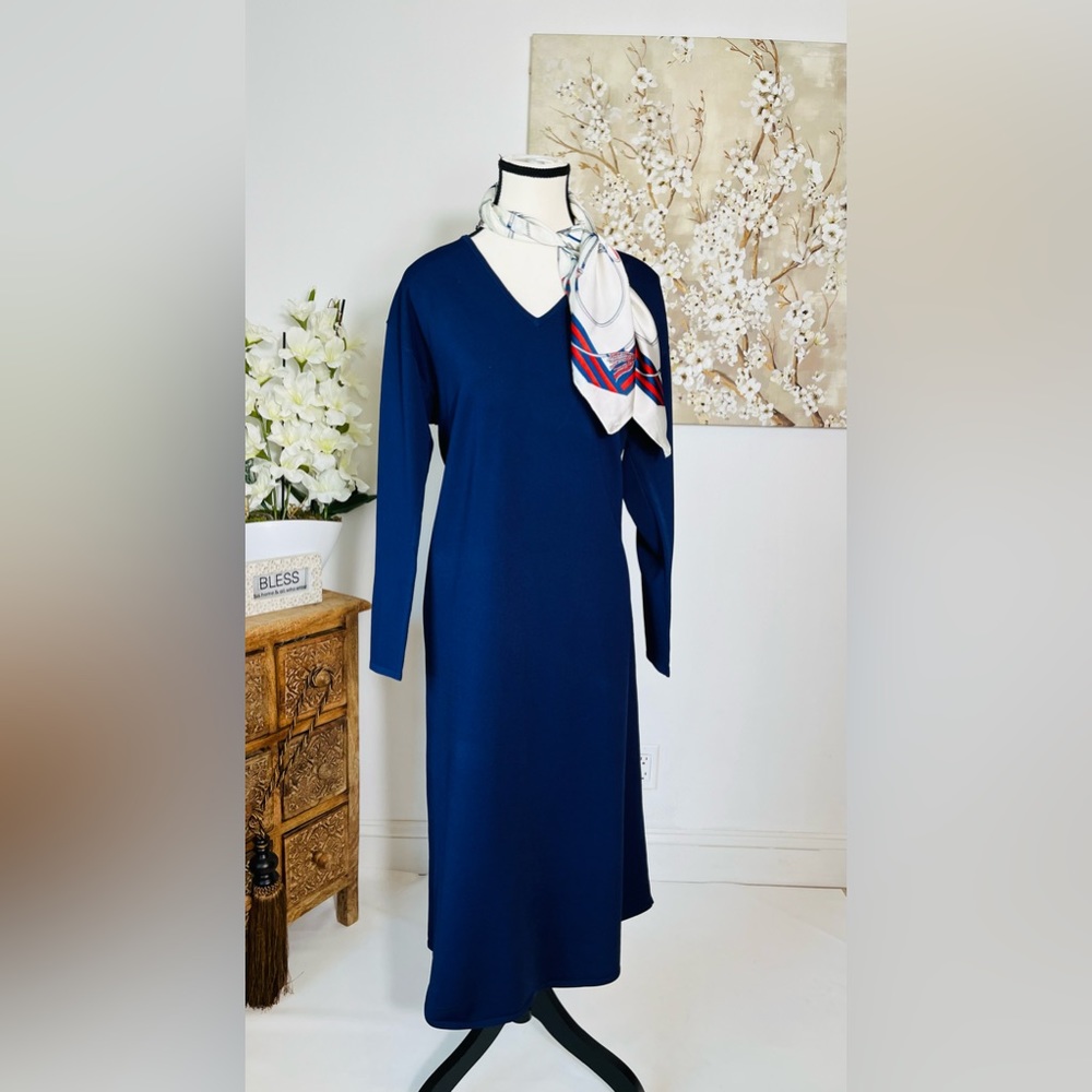 ZARA BELTED KNIT MIDI DRESS SIZE S AND M COLOR NAVY